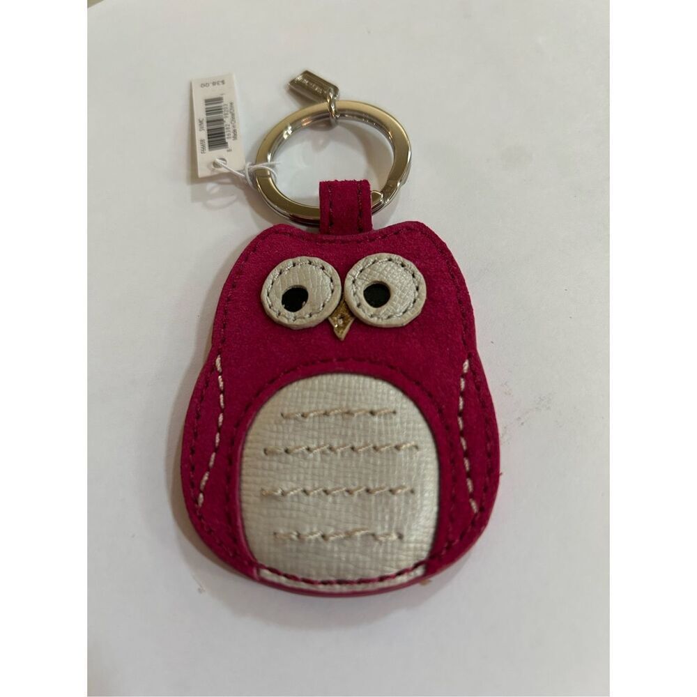 COACH Pink Owl Keychain NWT